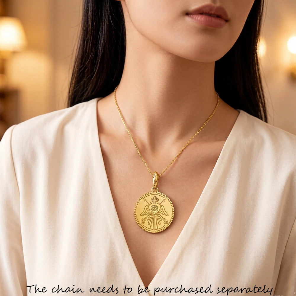 Thaddaeus Gold Plated Angel Disc Pendant — Vintage 925 Sterling Silver Charm