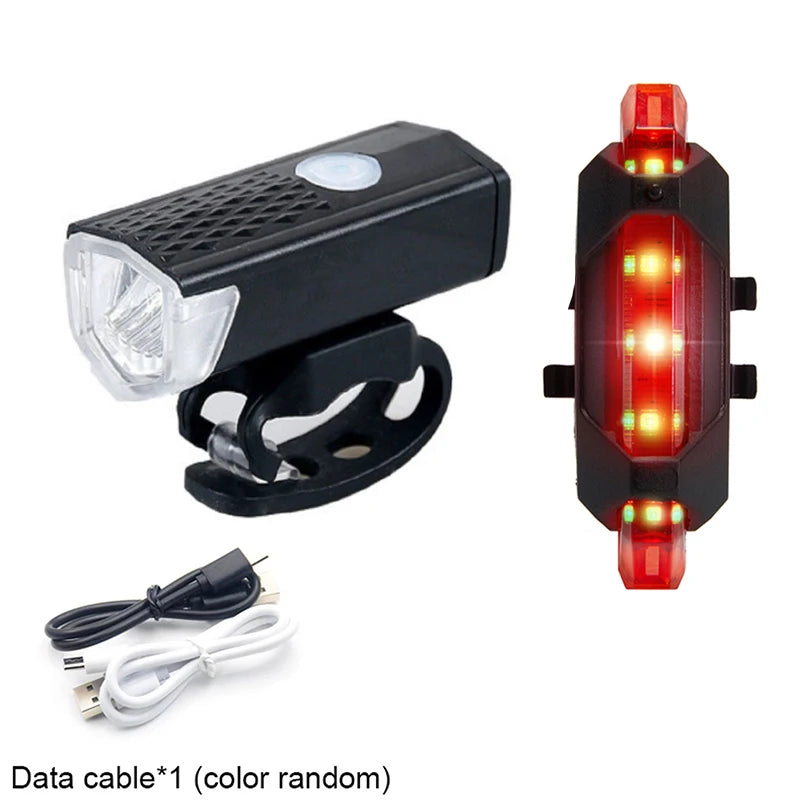 Rechargeable Bicycle LED Light Set — Front Headlight and Rear Taillight Kit