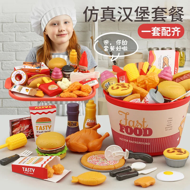 OUZEY Pretend Play Kitchen Set — Realistic Fast Food Simulation Toy