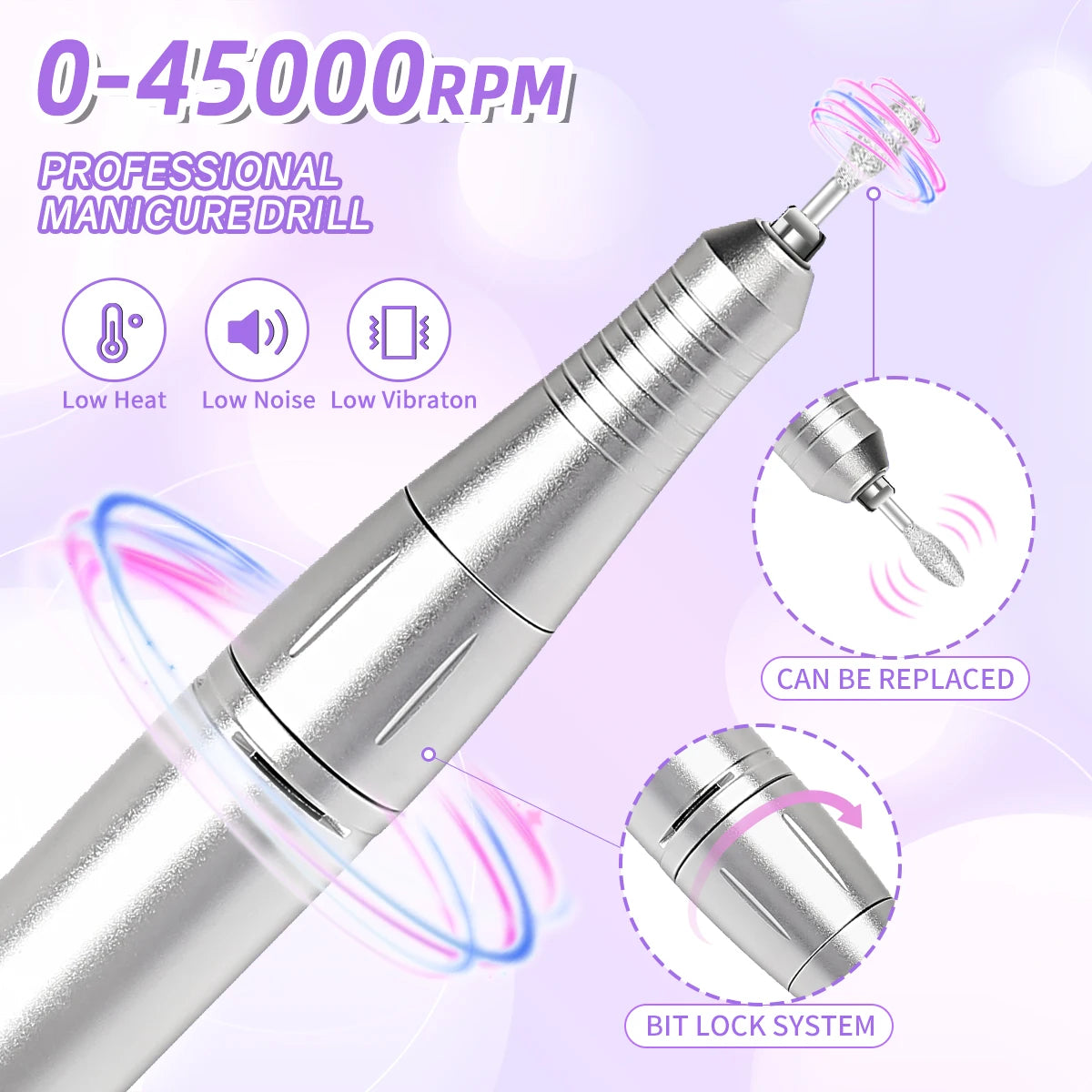 DianaBeauty Professional Nail Drill Machine — High Speed 45000RPM Portable Manicure Kit