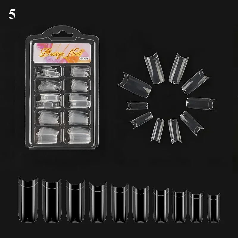 Natural Transparent Seamless Fake Nails — Full Coverage False Nail Tips