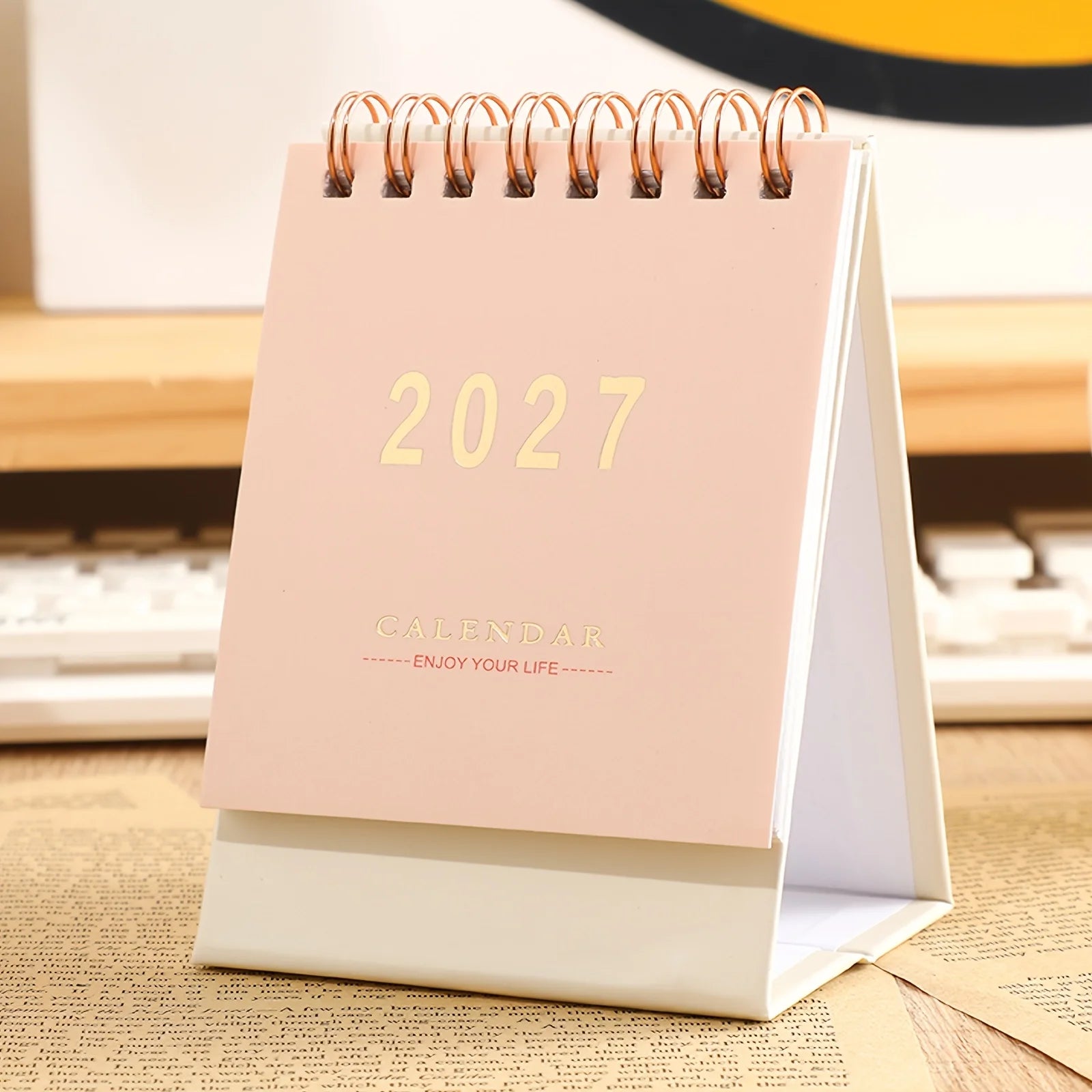 2027 Monthly Mini Desk Calendar — Compact Standing Planner for Home or Office