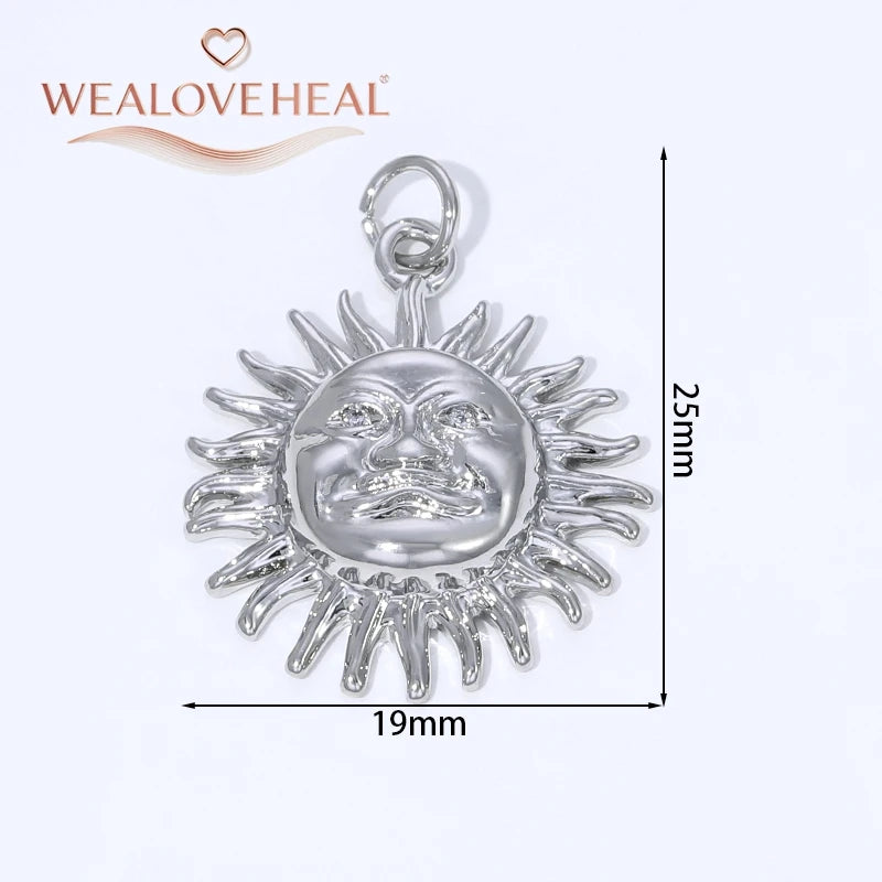 Sun Shaped Zirconia Pendants — 18K Gold Plated Jewelry Findings for DIY Crafts