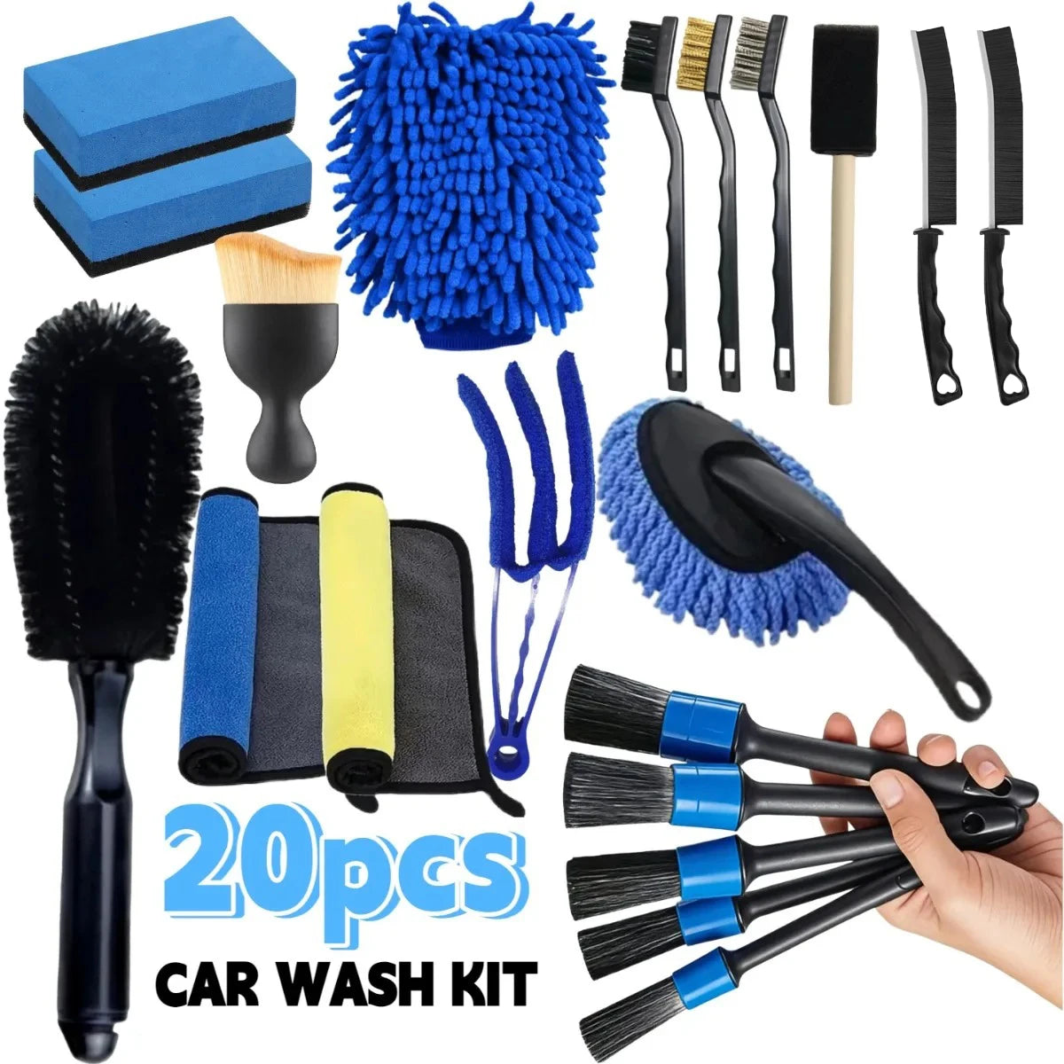 kkjoy Car Detailing Brush Set — Multi-Purpose Cleaning Tools for Vents and Gaps
