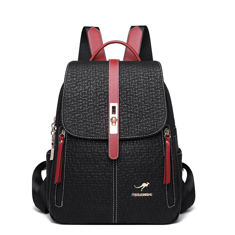 Biutefo Fashion Leather Backpack — Large Capacity Travel Rucksack for Women