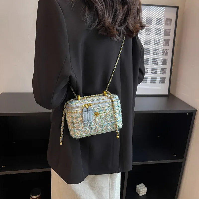 Women's Wool Crossbody Bag — Stylish Chain Shoulder Purse