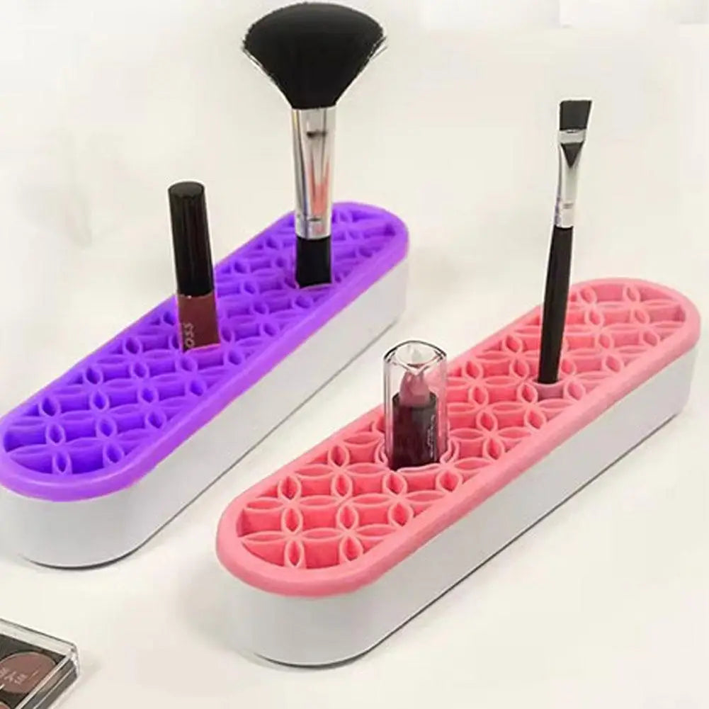 Makeup Brush Organizer Holder — Multi-Grid Desktop Cosmetic Storage Stand