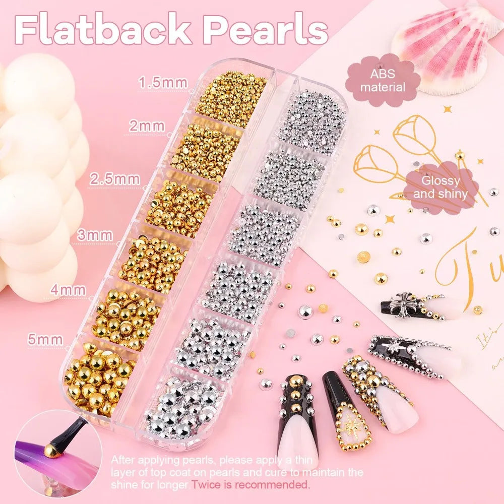 NamPhuong Nail Rhinestones Set — Multi-Color Crystal Gems with Tools