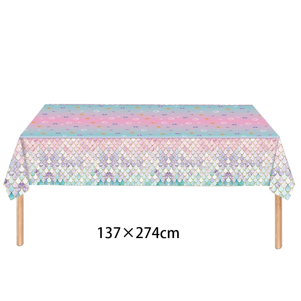 Mermaid Scales Pattern Party Supplies — Disposable Tableware Decor Set