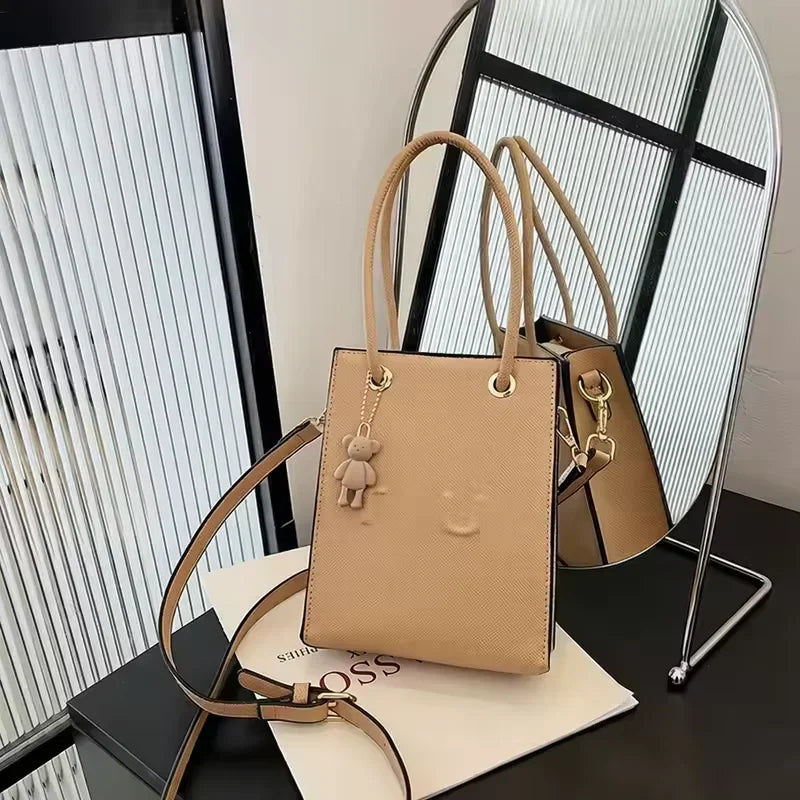Mini Hand-held Tote Bag — Compact Square Crossbody for Travel