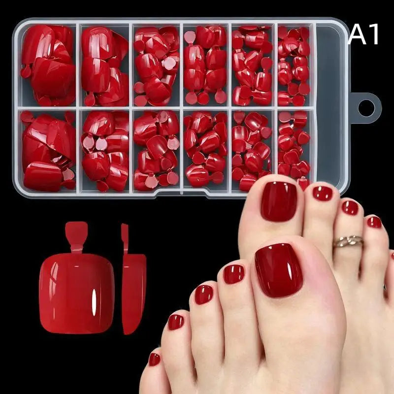 JCSYFAC Press On Toenails — 120 Piece Full Cover Set, Short Square Style