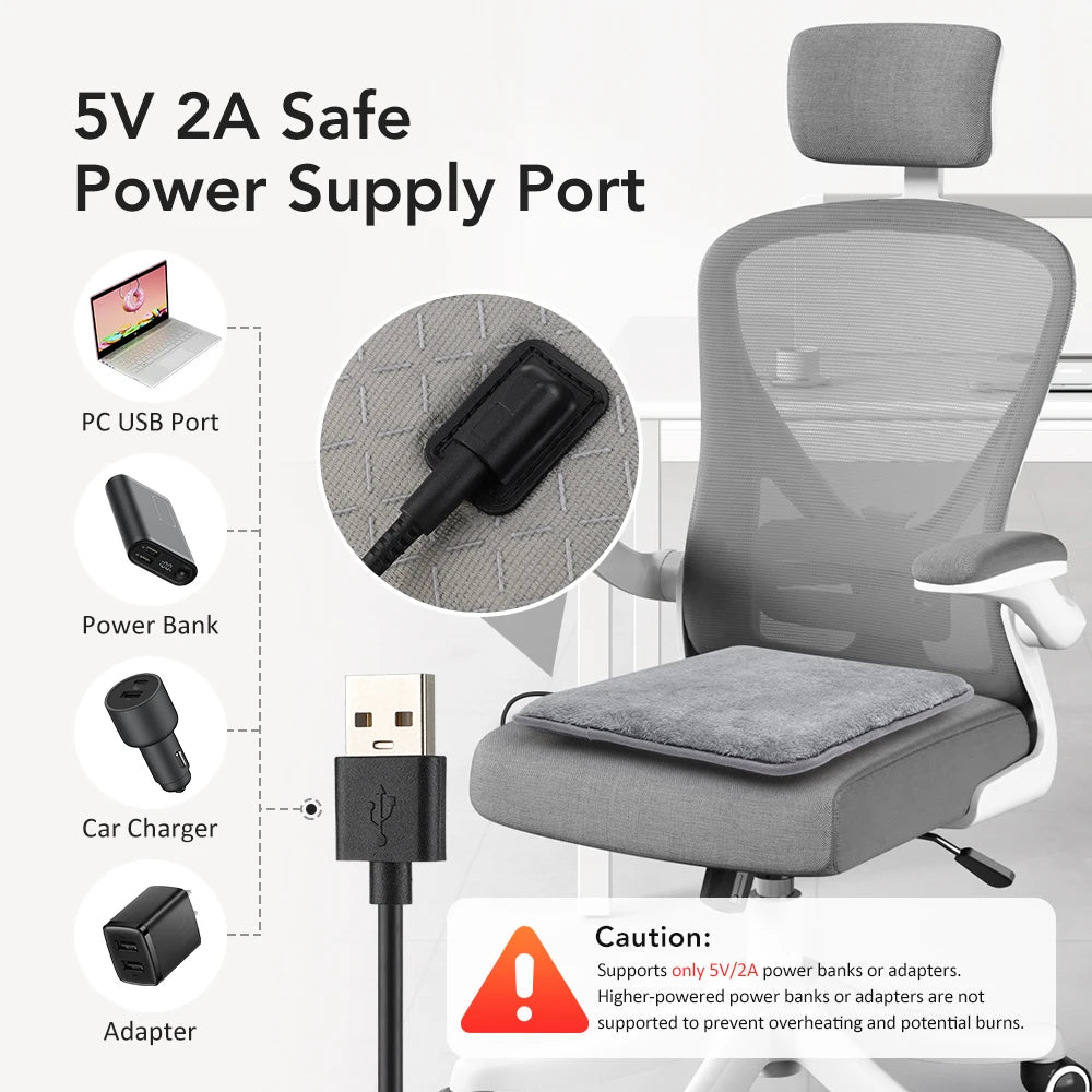 AFDEAL Heated Seat Cushion — USB Warming Chair Pad with 4 Heat Levels