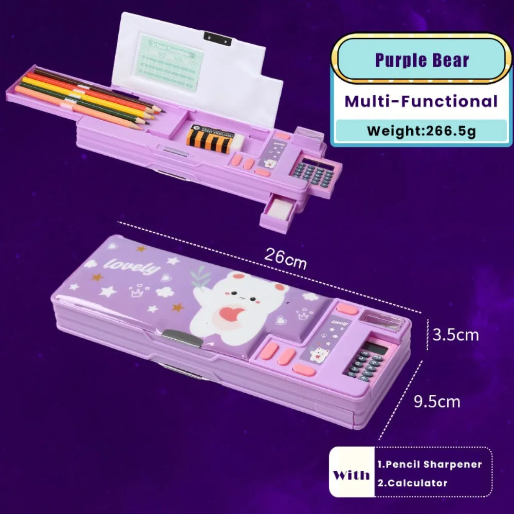 Pencil Case — Calculator, Sharpener, Fun Design