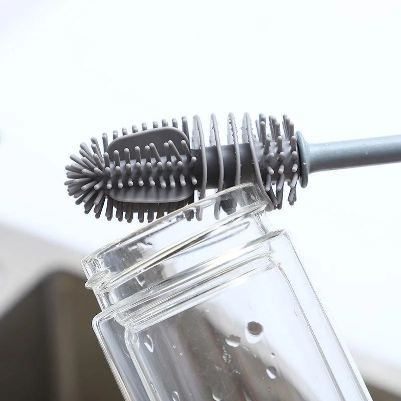 Silicone Bottle Cleaning Brush — Long Handle Scrubber for Cups and Glassware