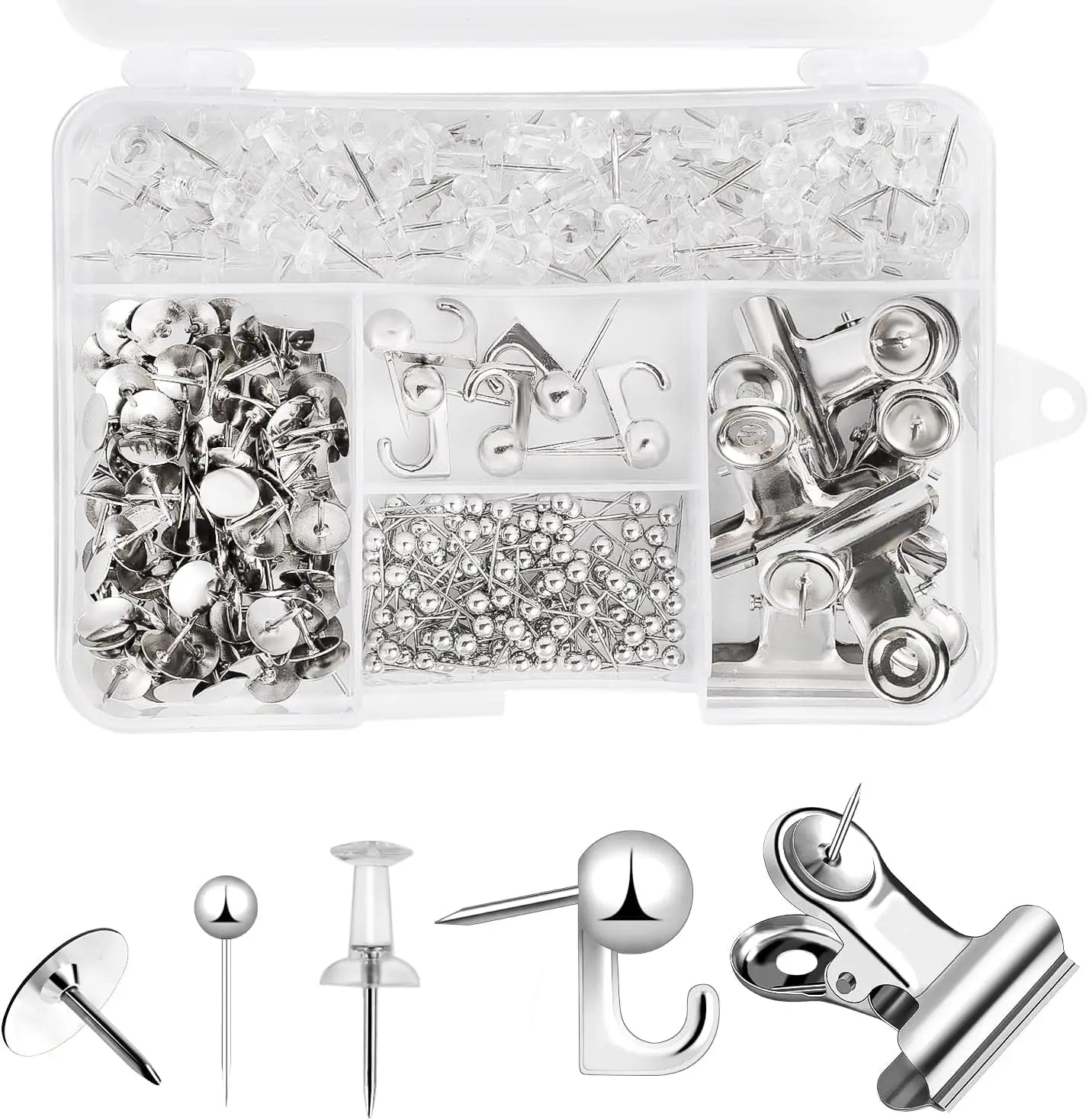 LZN 310-Piece Office Stationery Set — Decorative Push Pins & Binder Clips