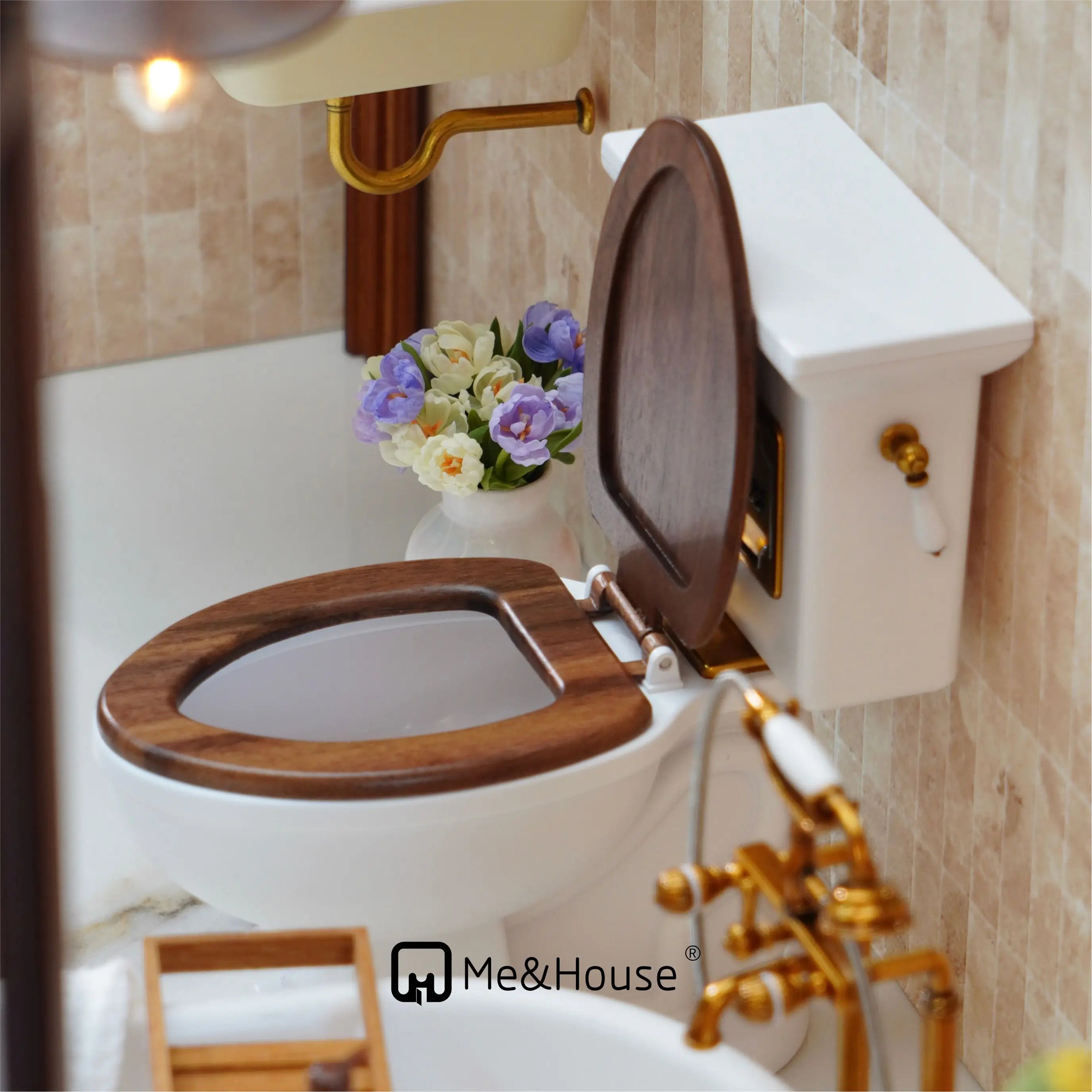 Retro Dollhouse Miniature Toilet — 1/6 Scale Bathroom Decor Accessory