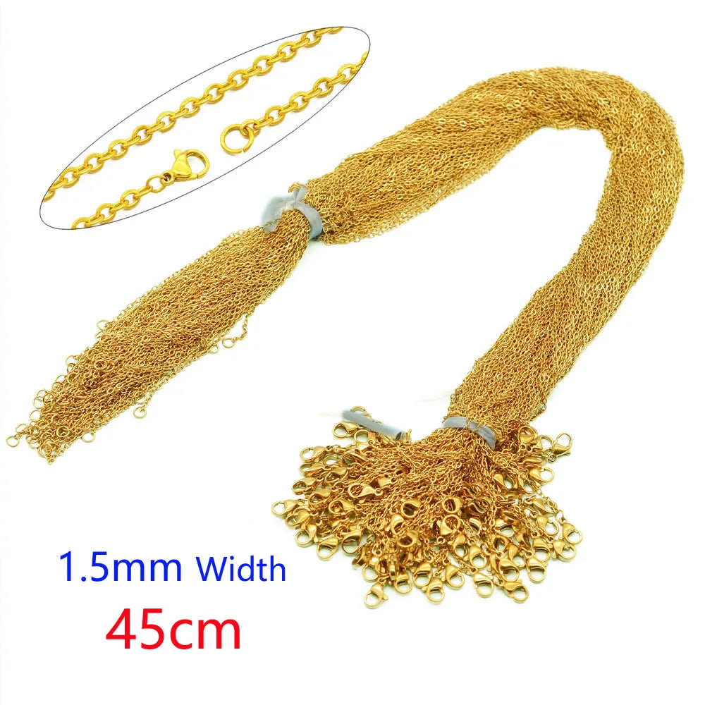 LAVIXMIA Stainless Steel Rolo Chain — Bulk 100pcs Jewelry Making Links