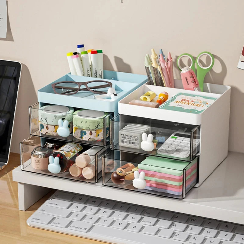 Compact Desk Organizer with Drawer — Multi-Purpose Stationery & Makeup Storage