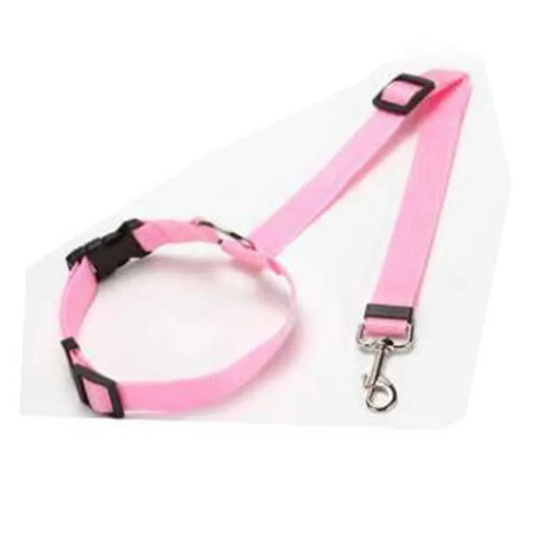Two-in-One Pet Car Seat Belt — Adjustable Nylon Leash & Safety Tether