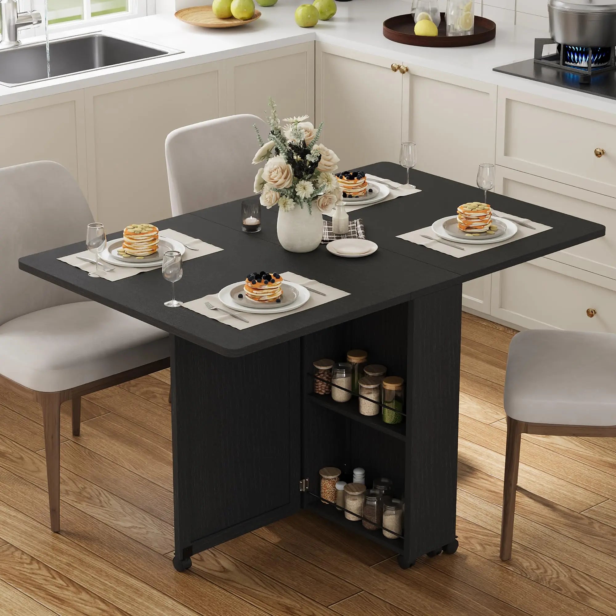 OUTWIND Folding Dining Table — Space-Saving Drop Leaf Design with Storage