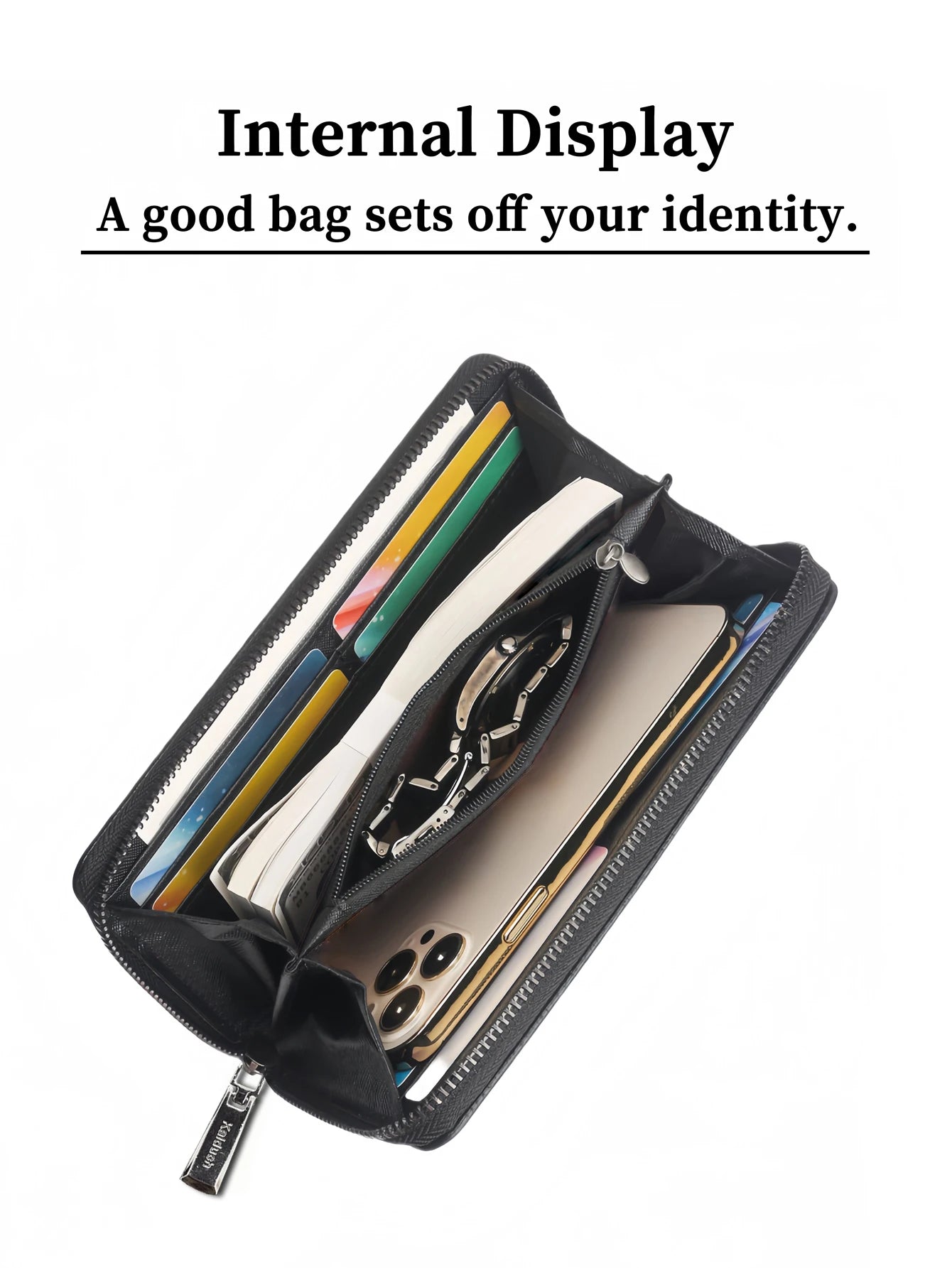 KAIDUCH Men's Minimalist Clutch Wallet — Double Zipper Large Capacity Organizer