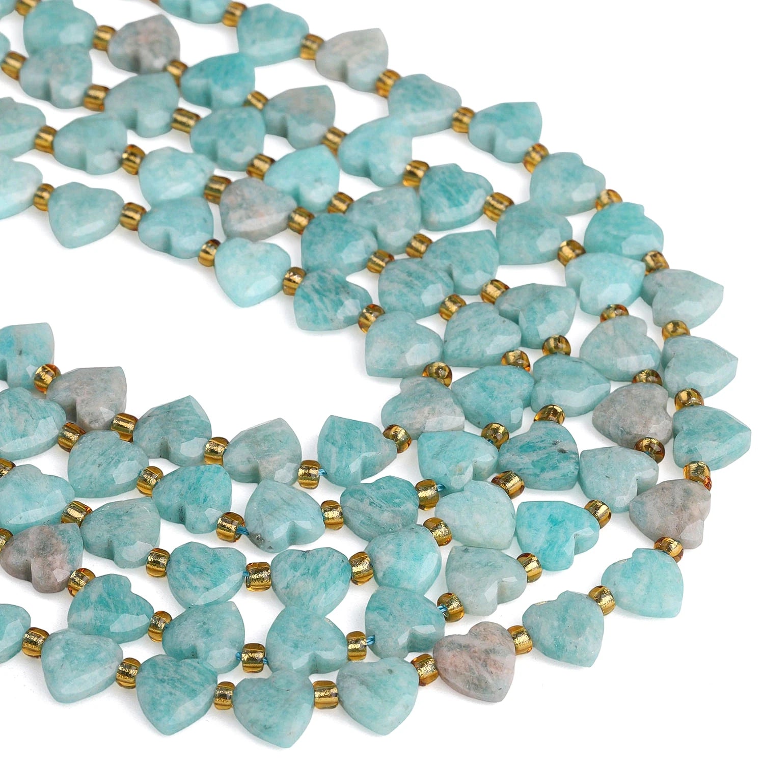 Natural Faceted Heart Stone Beads — DIY Jewelry Making Supplies, 8mm