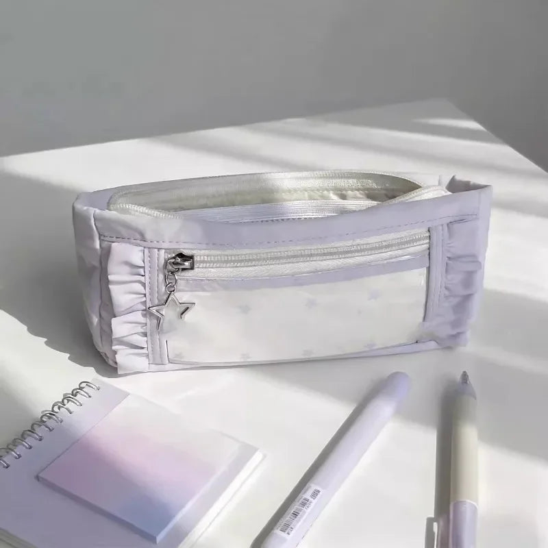 Large Capacity Lace Pencil Case — Elegant Stationery Storage Bag