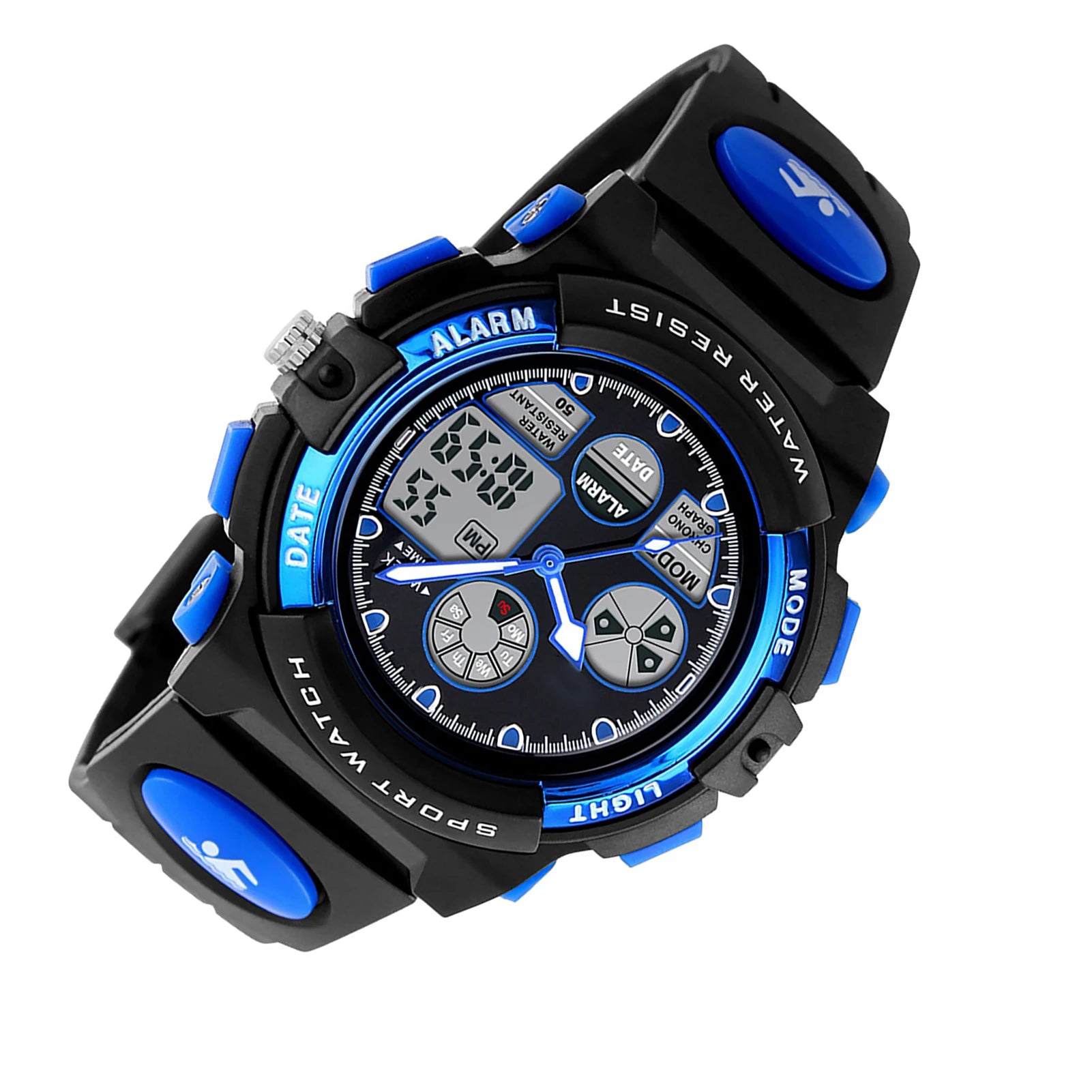 Digital Sports Watch for Kids — Waterproof Quartz Wristwatch with Alarm