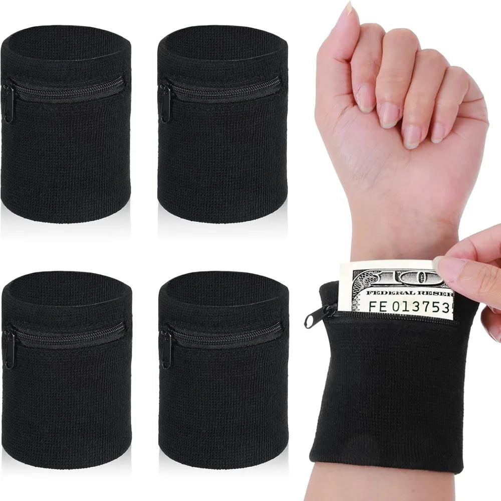 Zippered Wrist Sweatband Wallet — Secure Storage for Keys and Coins
