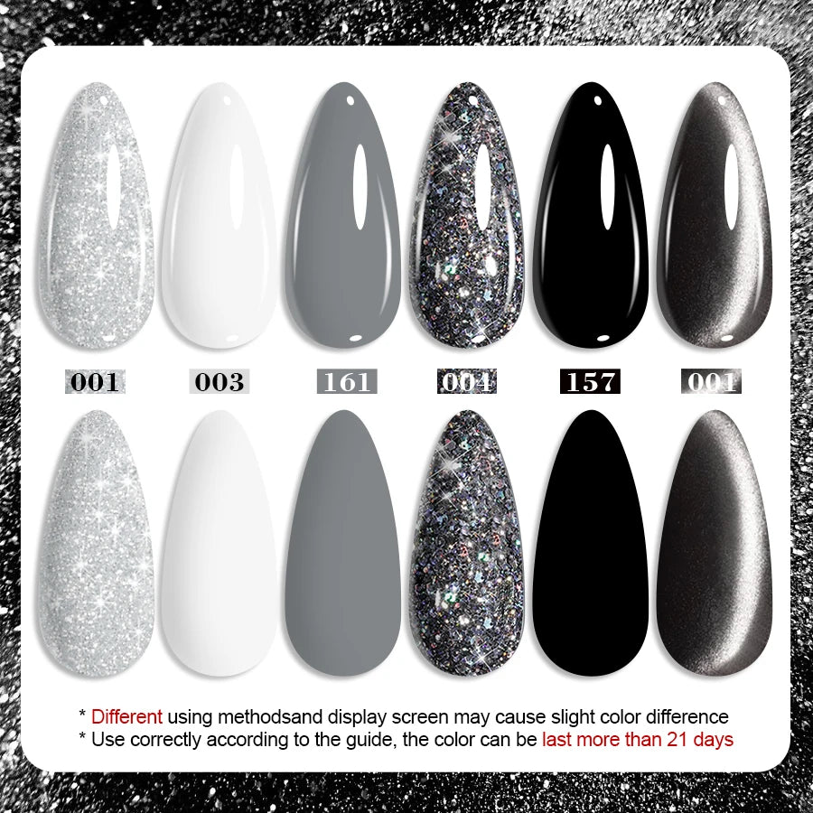QAZIXU Black and White Gel Polish Set — Professional UV LED Manicure Kit