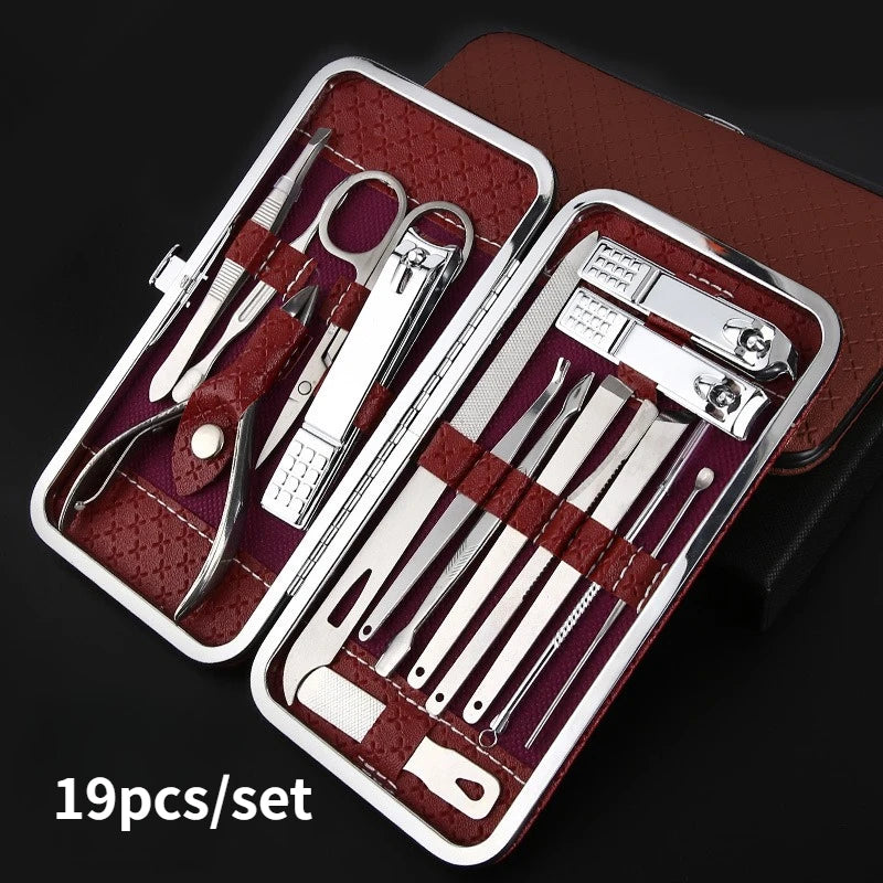 19-Piece Stainless Steel Manicure Set — Professional Nail & Pedicure Kit
