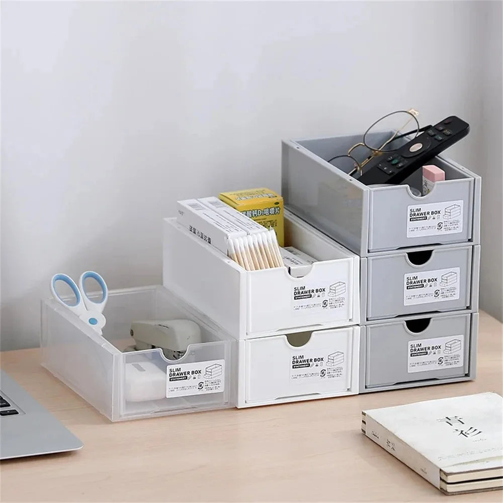 Stackable Desktop Storage Drawers — Versatile Organizer for Office & Cosmetics