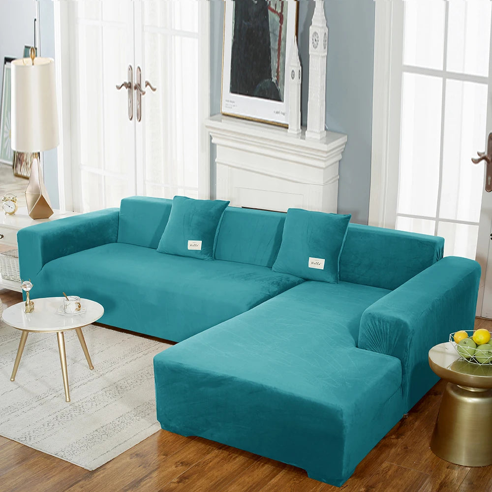 airldianer Velvet Sofa Cover — Luxury Elastic Slipcover for L-Shaped & Sectional Sofas