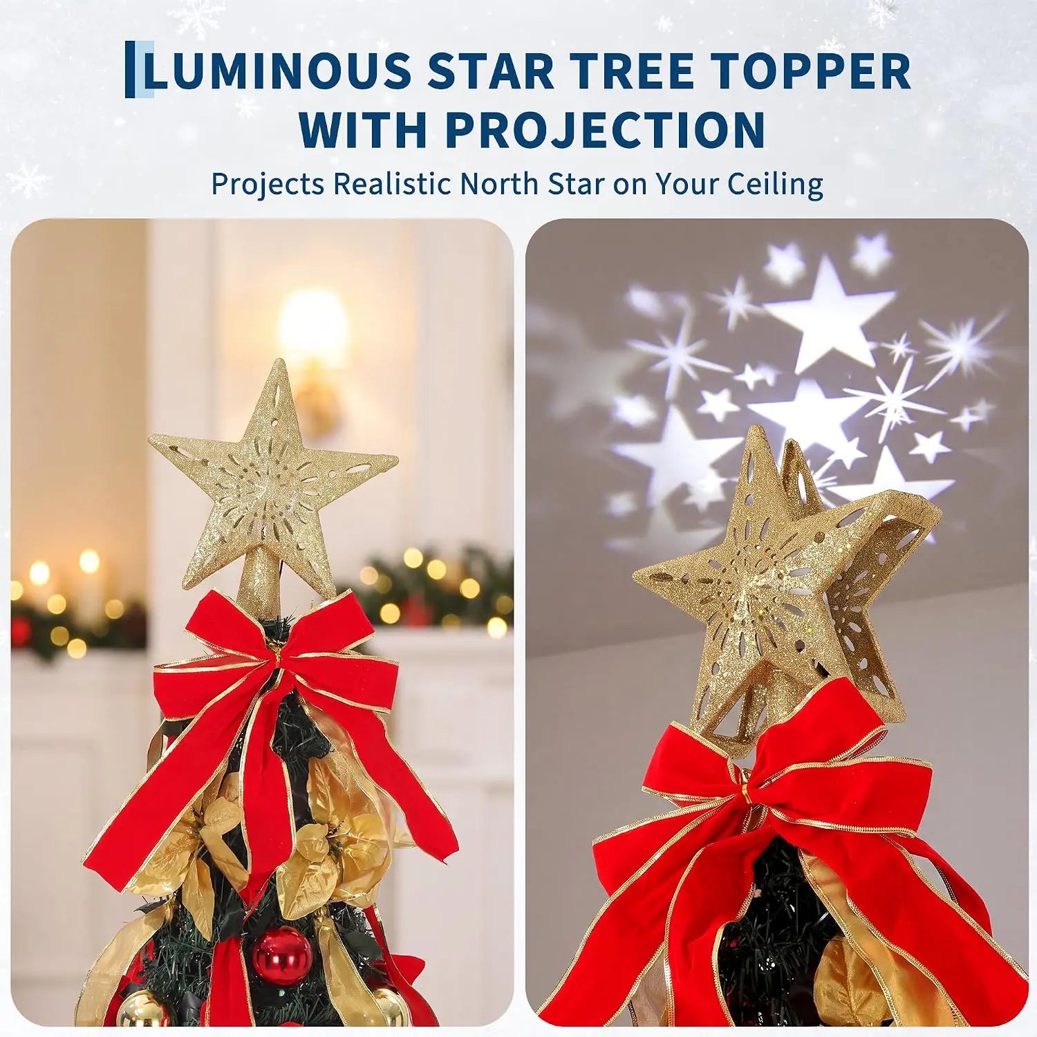 Pop Up Artificial Christmas Tree — Slim Design with LED Lights & Star Topper