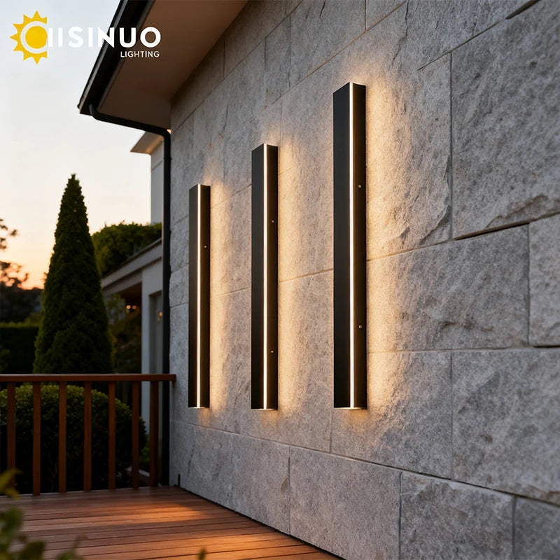 IISINUO LED Outdoor Wall Lamp — Waterproof Linear Sconce for Garden & Porch
