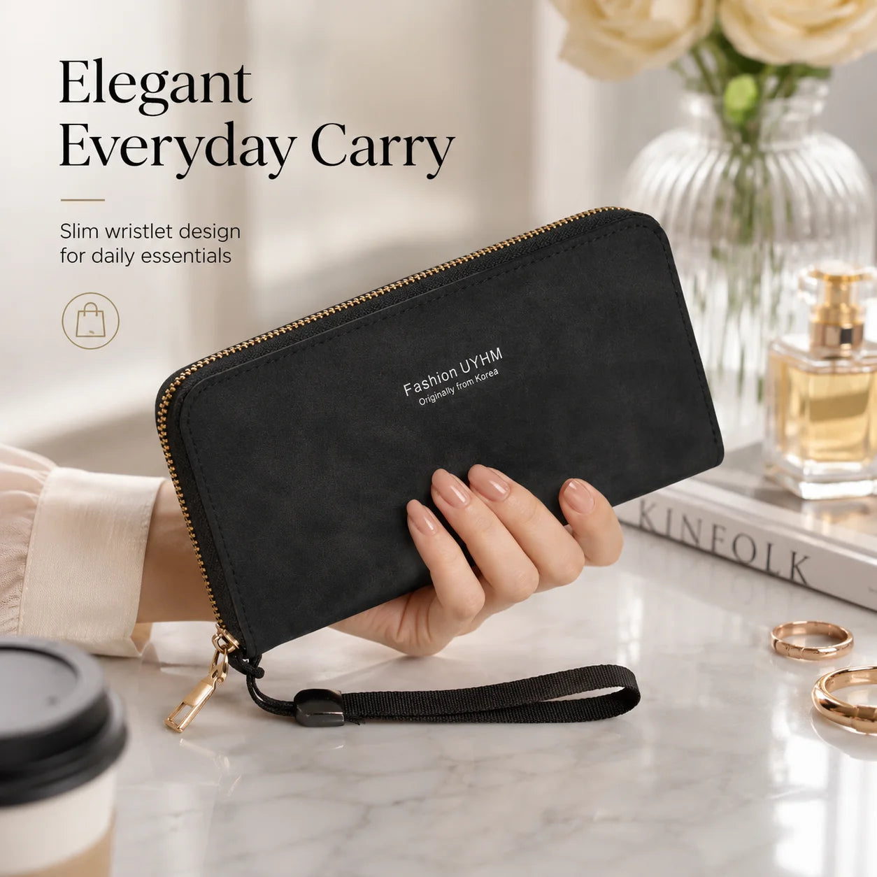 Long Zipper Clutch Wallet — Large Capacity Wristlet Handbag