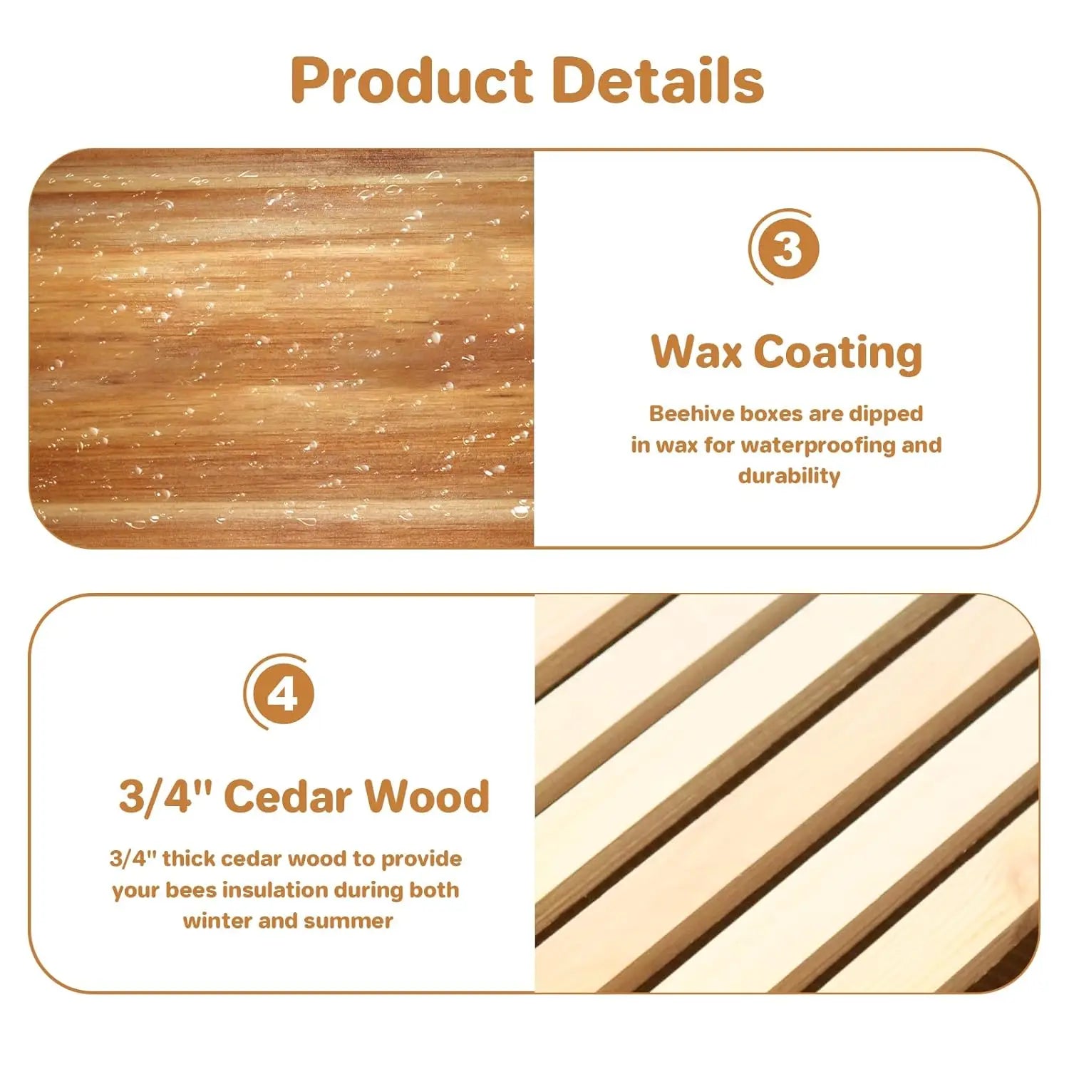 TWISTER.CK 10-Frame Deep Beehive Box — Beeswax Coated Cedarwood Hive