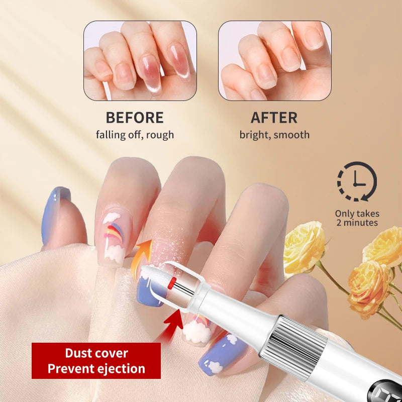 Electric Nail Drill Machine — Rechargeable Cordless Manicure Tool, White