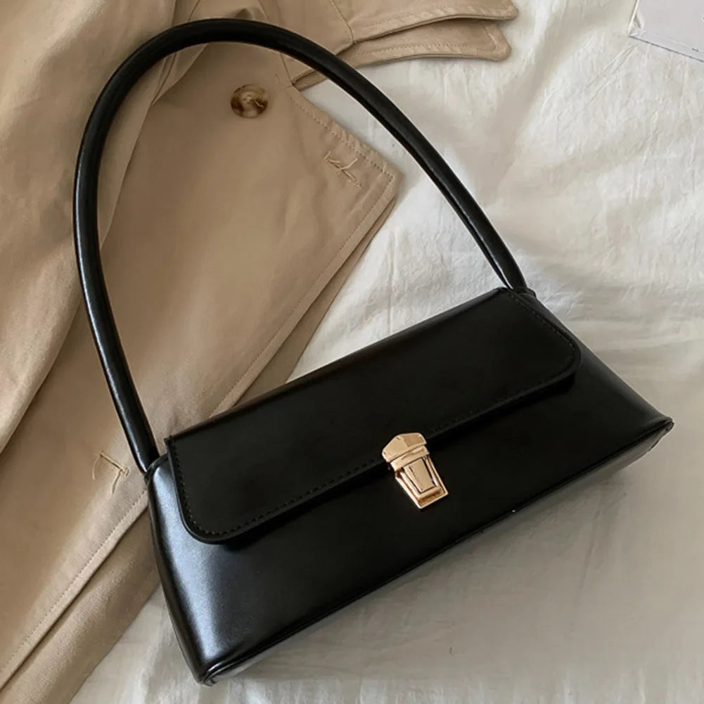 Women's Vintage PU Leather Shoulder Bag — Trendy Underarm Handbag