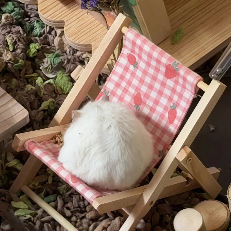 Wooden Hamster Chair Bed — Small Animal Habitat Decor & Photo Prop