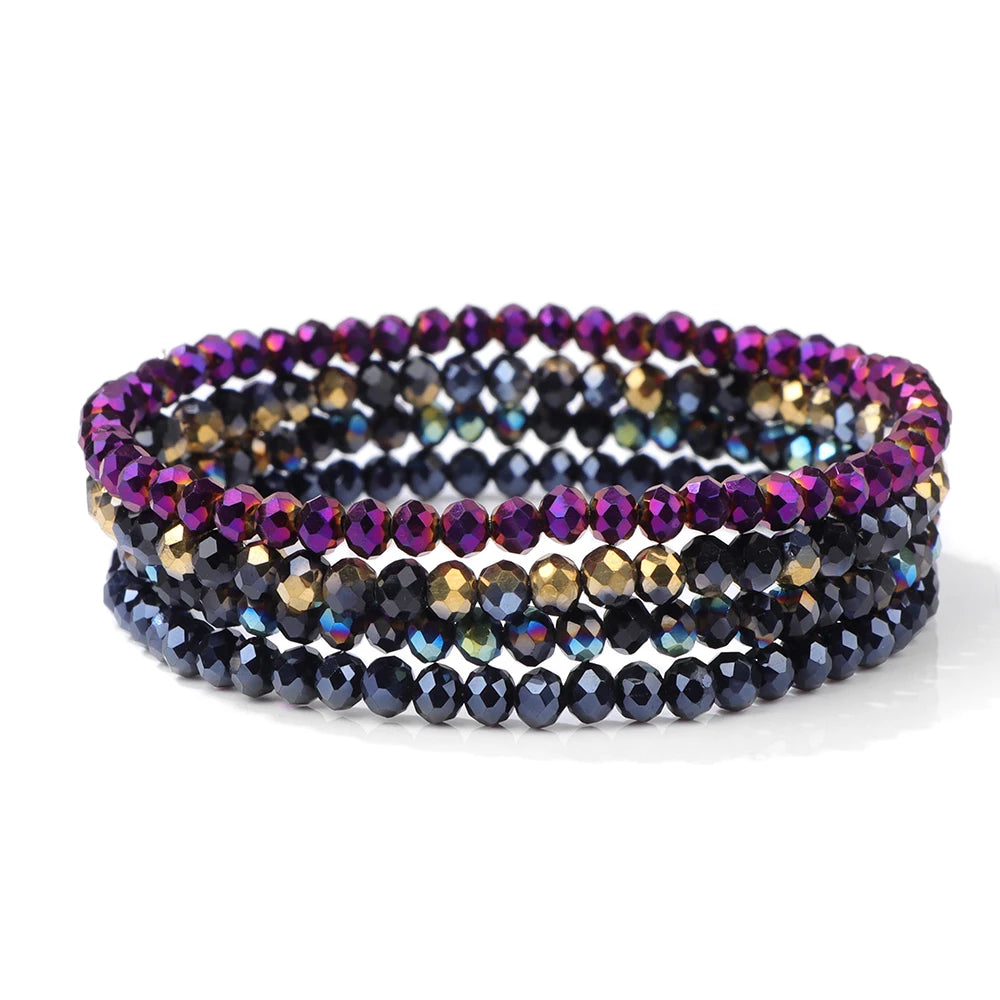 vinswet Crystal Bead Bracelet Set — Elegant Gold Tone Jewelry for Women