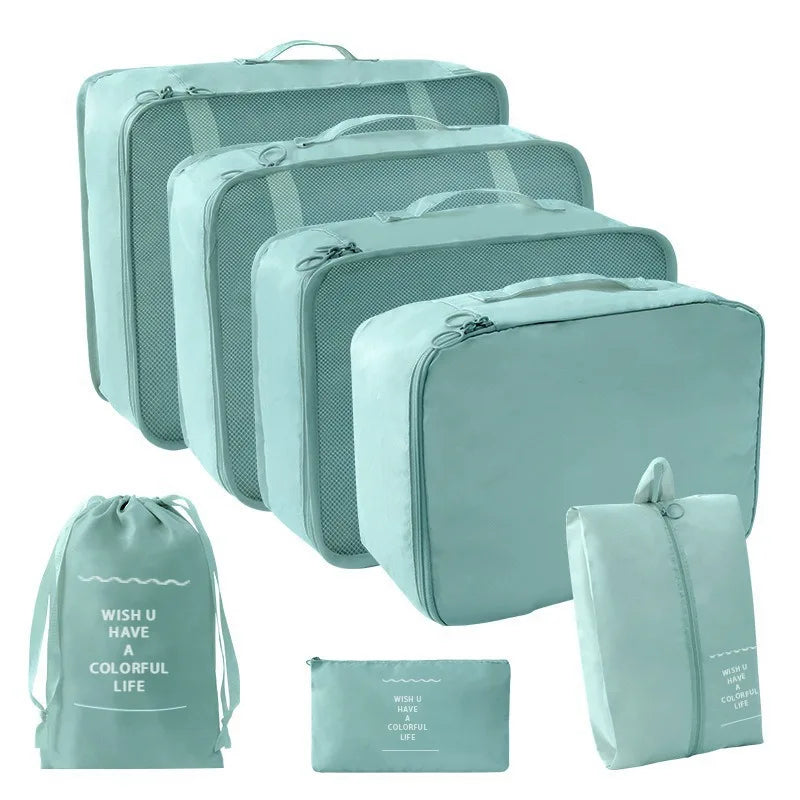 7-Piece Travel Luggage Organizer Set — Foldable Suitcase Packing Cubes