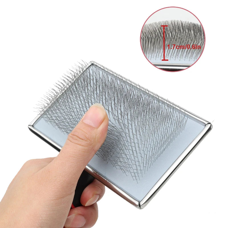 Pet Grooming Needle Comb — Stainless Steel Fur Trimming Tool