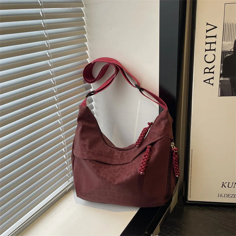Vintage Leopard Print Hobo Bag — Large Capacity Shoulder Crossbody