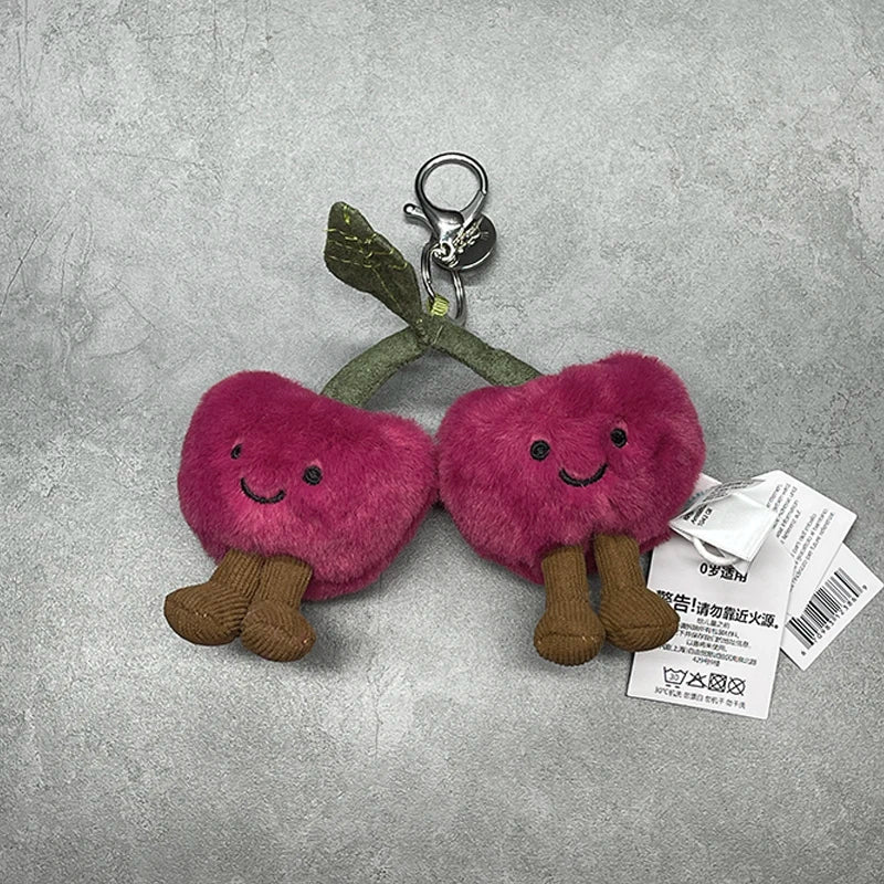 Assorted Plush Keychain Charm — Cute Animal & Food Backpack Accessory