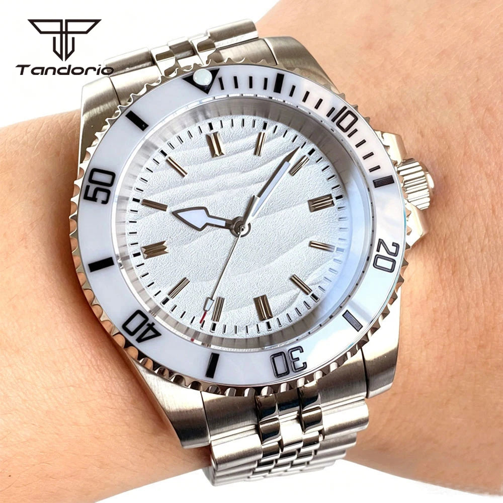 Tandorio Men's Automatic Watch — 40mm Stainless Steel with Sand Dune Dial