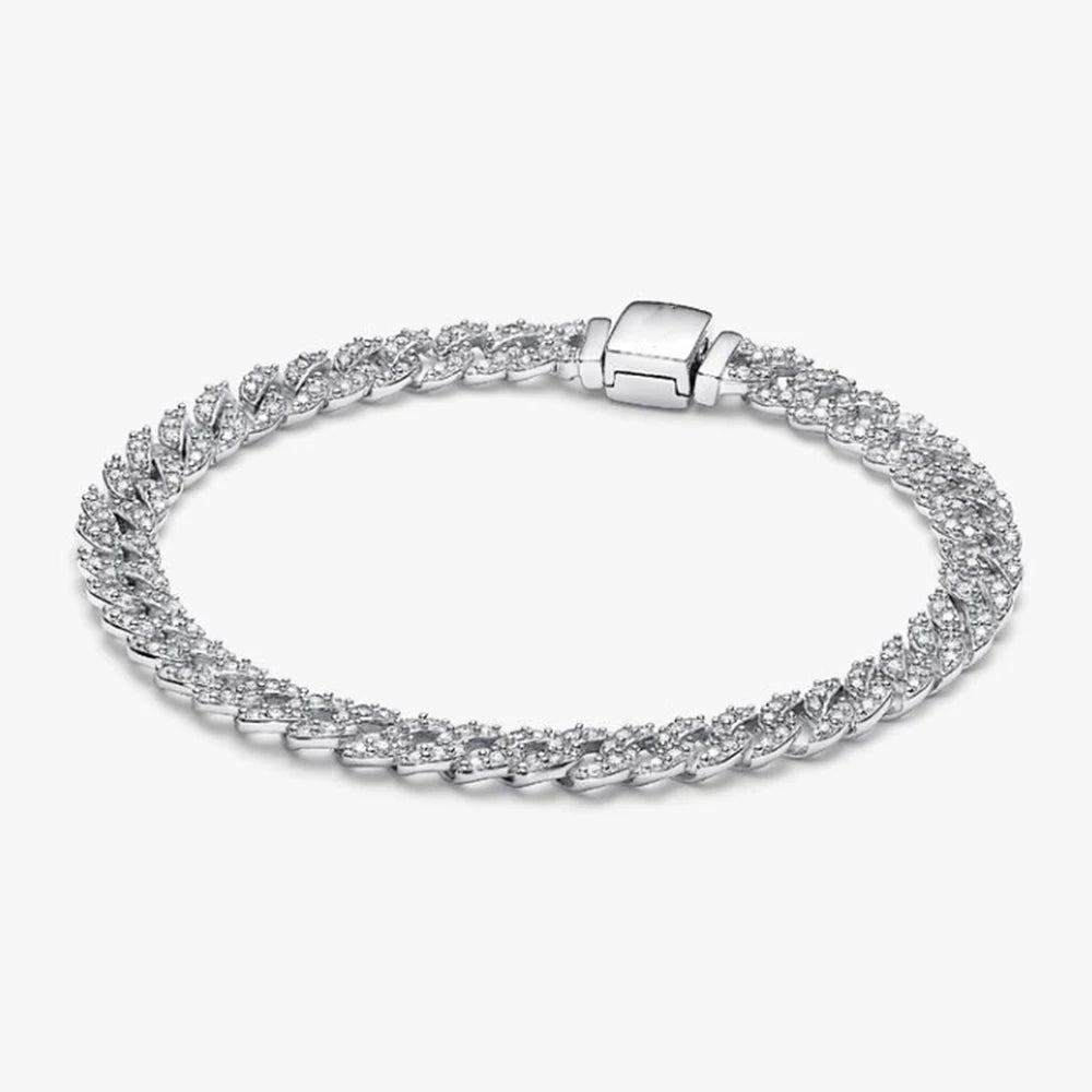Potdemiel 925 Sterling Silver Charm Bracelet — Elegant Multi-Color Zircon Jewelry