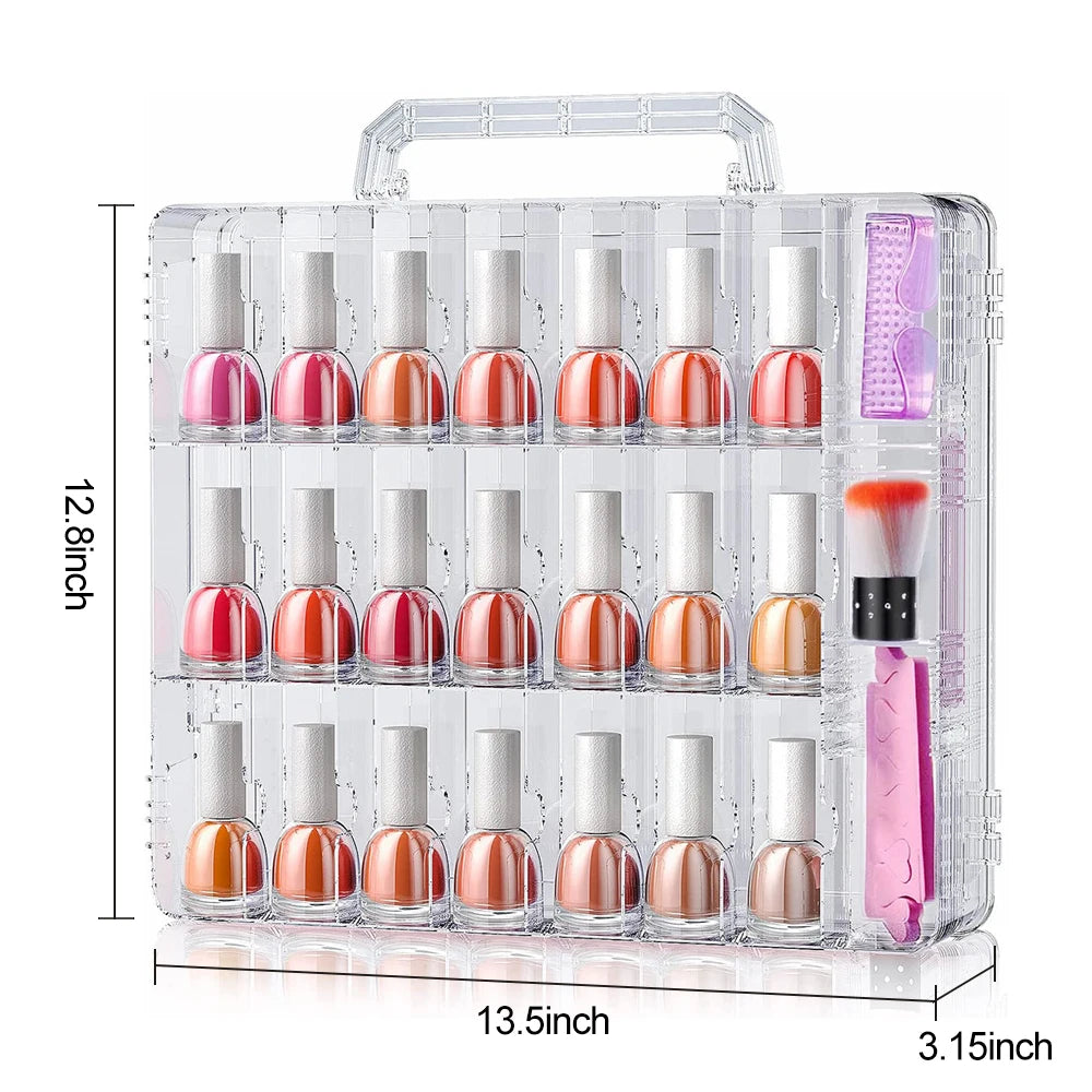 Portable Nail Polish Organizer — Double-Sided Clear Storage Case