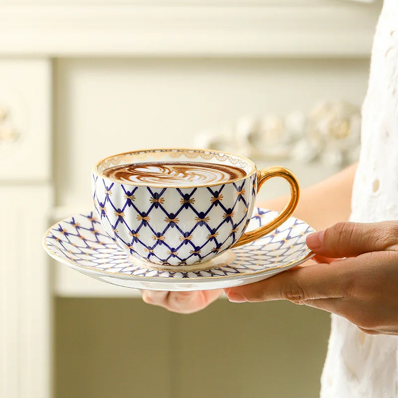 PDQ Nordic Style Bone China Coffee Cup — Elegant Gold Handle Ceramic Tea Cup