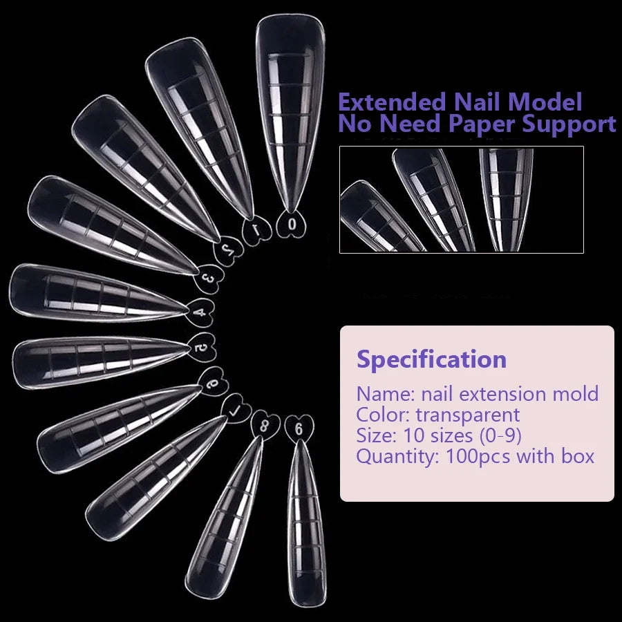 Art lalic Clear Nail Extension Forms — Quick Building Dual Molds, 100 Pieces